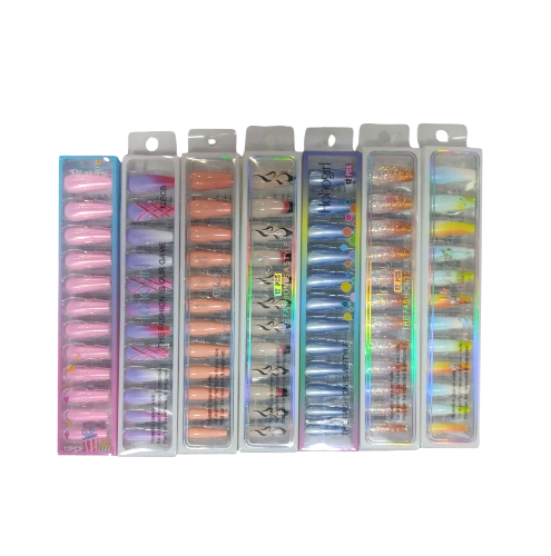 UÑAS COFFIN DECORADA X 12 1