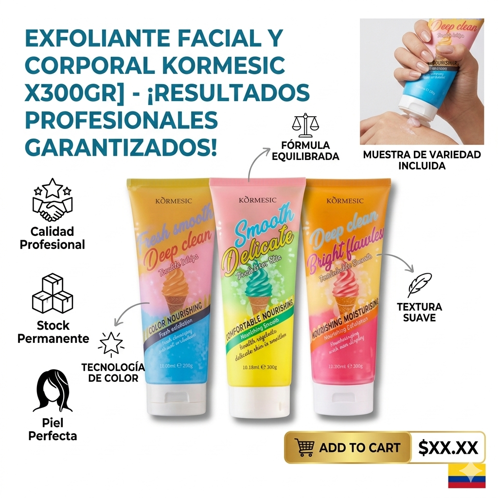 EXFOLIANTE FACIAL Y CORPORAL KORMESIC X300GR FRESH SMOOTH