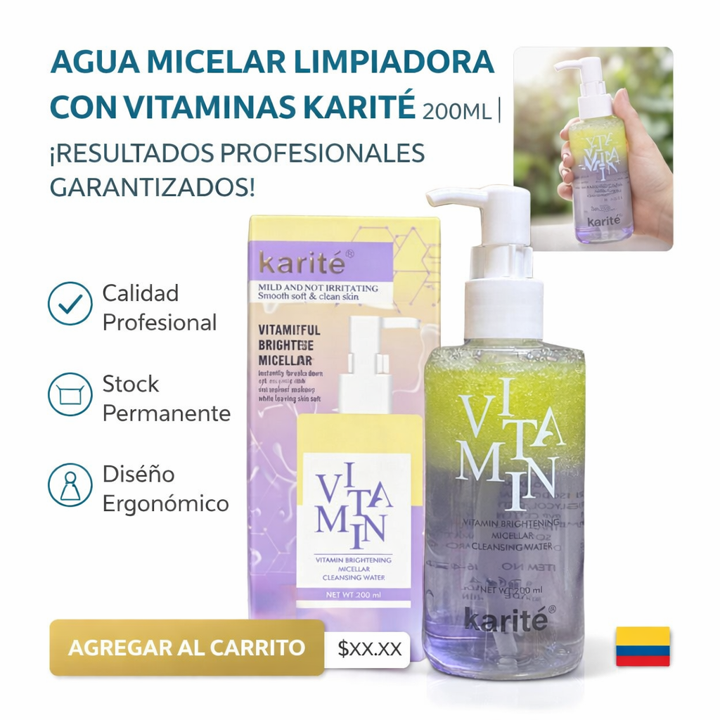 AGUA MICELAR LIMPIADORA CON VITAMINAS KARITÉ 200ML  1