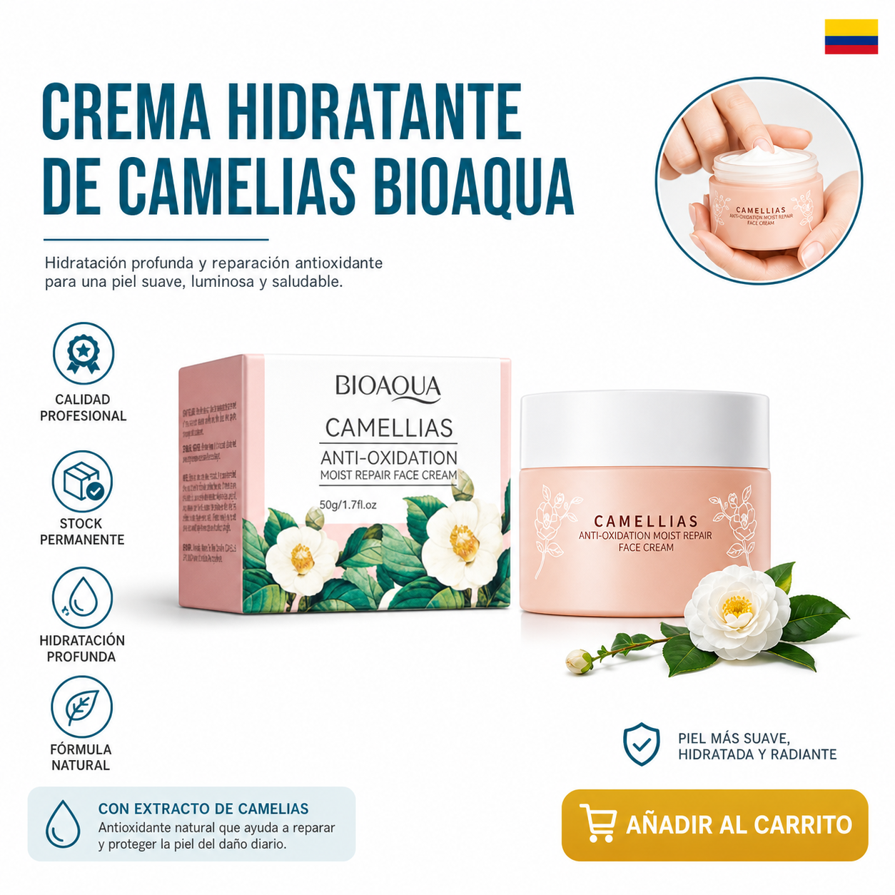 CREMA HIDRATANTE CAMELIAS BIOAQUA 1