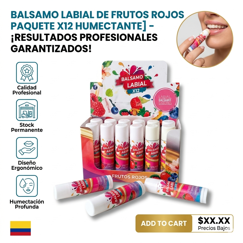 BALSAMO LABIAL DE FRUTOS ROJOS PAQUETE X12 HUMECTANTE 1