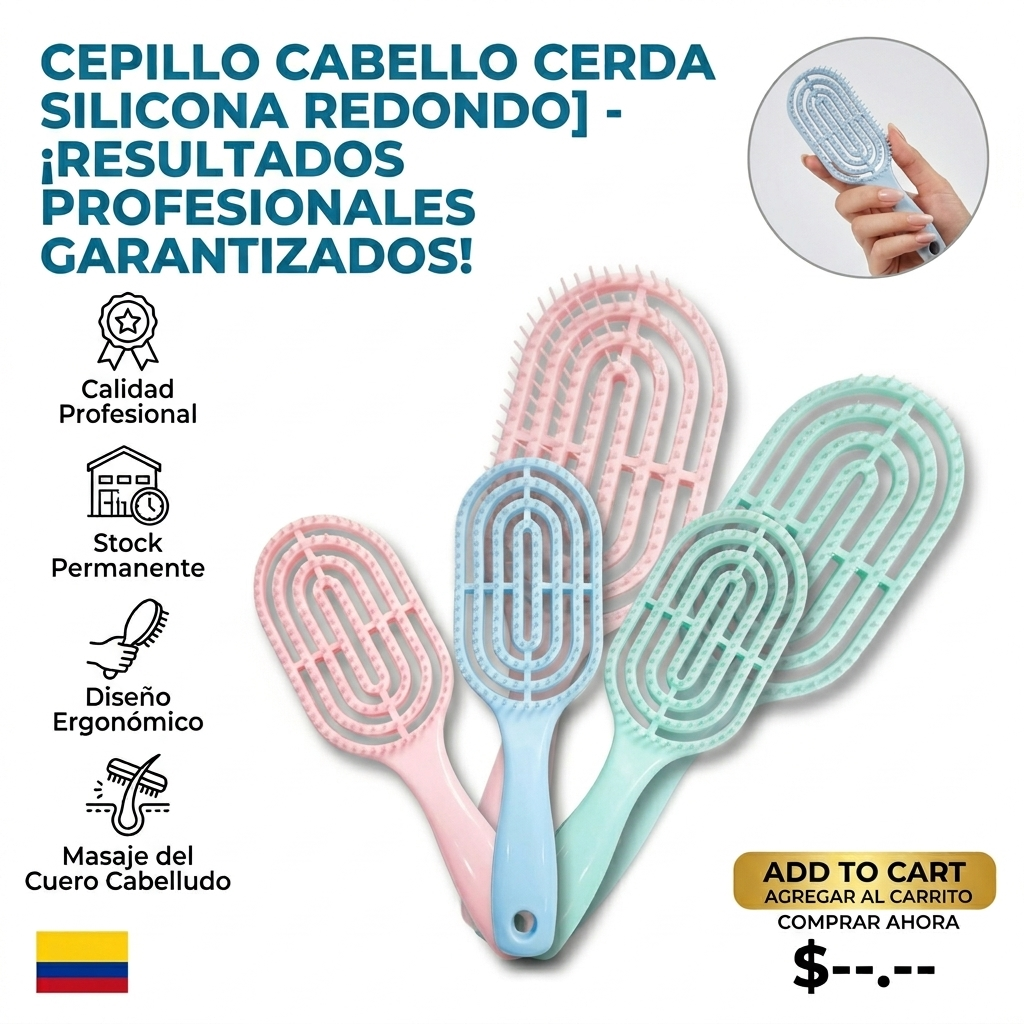 CEPILLO CABELLO CERDA SILICONA REDONDO  1