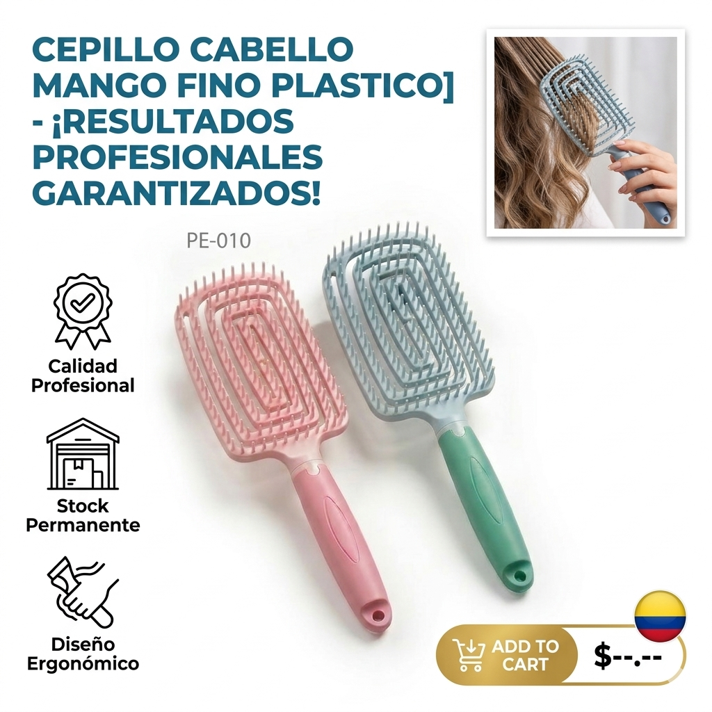 CEPILLO CABELLO MANGO FINO PLASTICO  1