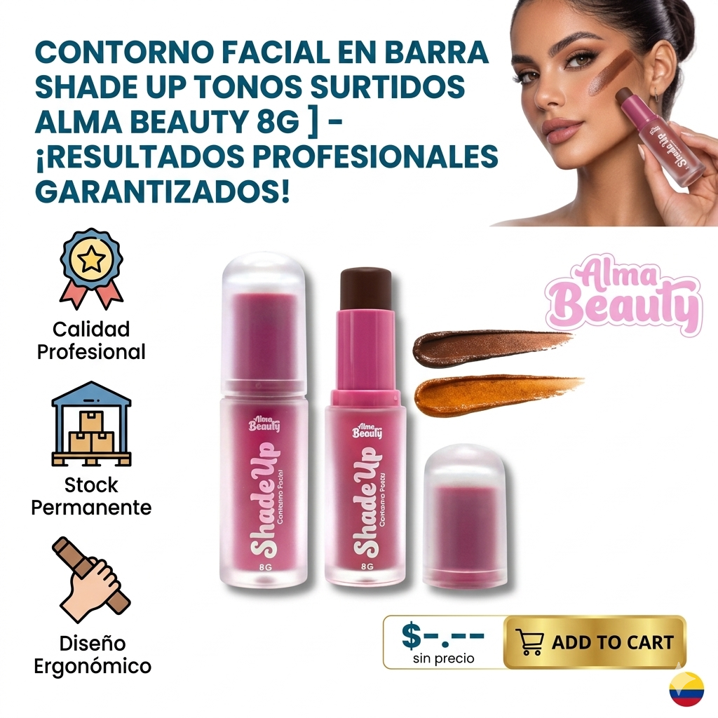 CONTORNO FACIAL EN BARRA SHADE UP TONOS SURTIDOS ALMA BEAUTY 8G  1