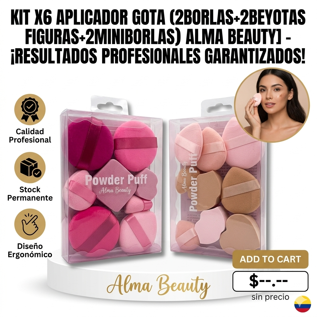 KIT X6 APLICADOR GOTA (2BORLA+2BEYOTAS FIGURAS+2MINIBORLAS) ALMA BEAUTY 1