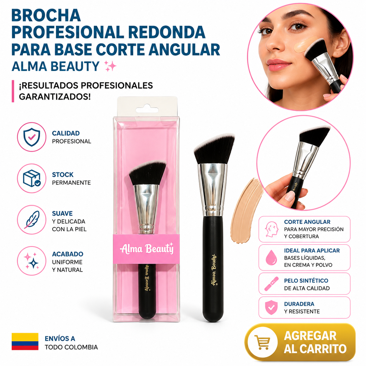 BROCHA PROFESIONAL REDONDA PARA BASE CORTE ANGULAR ALMA BEAUTY 1