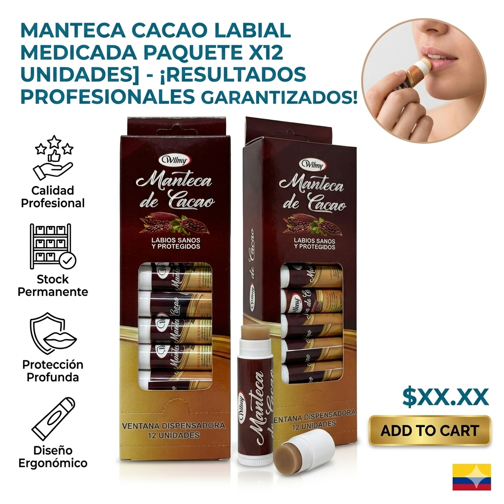 MANTECA CACAO LABIAL MEDICADA PAQUETE X12 UNIDADES 1