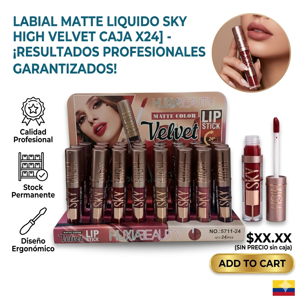 LABIAL MATTE LIQUIDO SKY HIGH VELVET CAJA X24 1