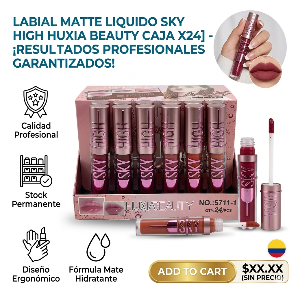 LABIAL MATTE LIQUIDO SKY HIGH HUXIA BEAUTY CAJA X24 1