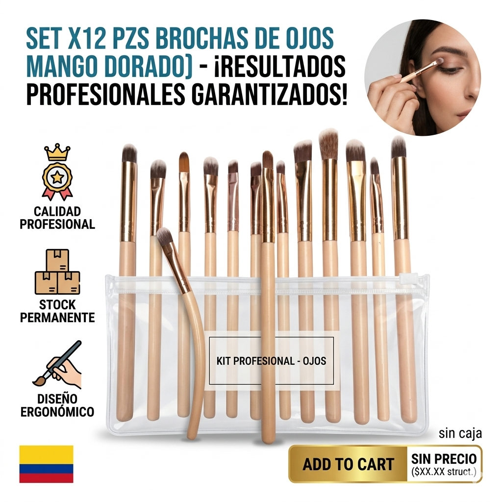 SET X12 PZS BROCHAS DE OJOS MANGO DORADO 1