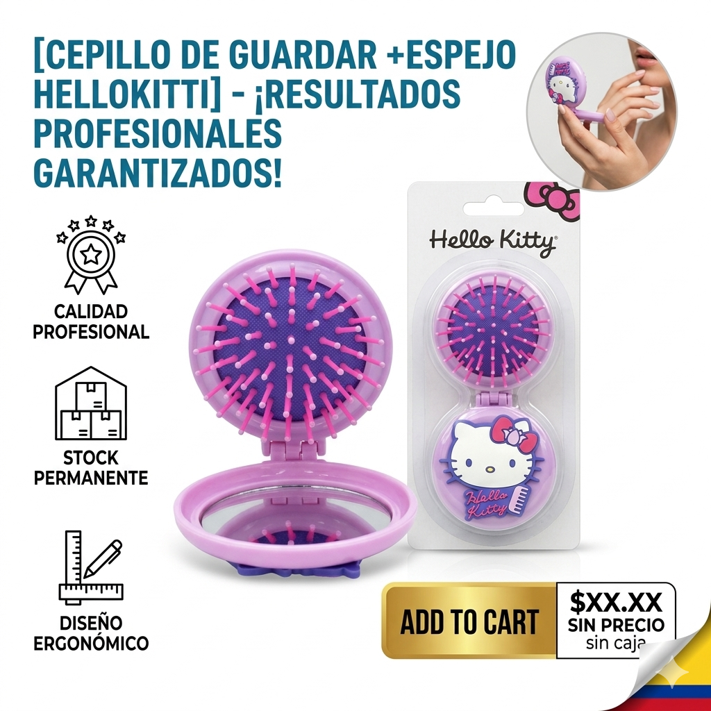 CEPILLO DE GUARDAR +ESPEJO HELLOKITTI 1