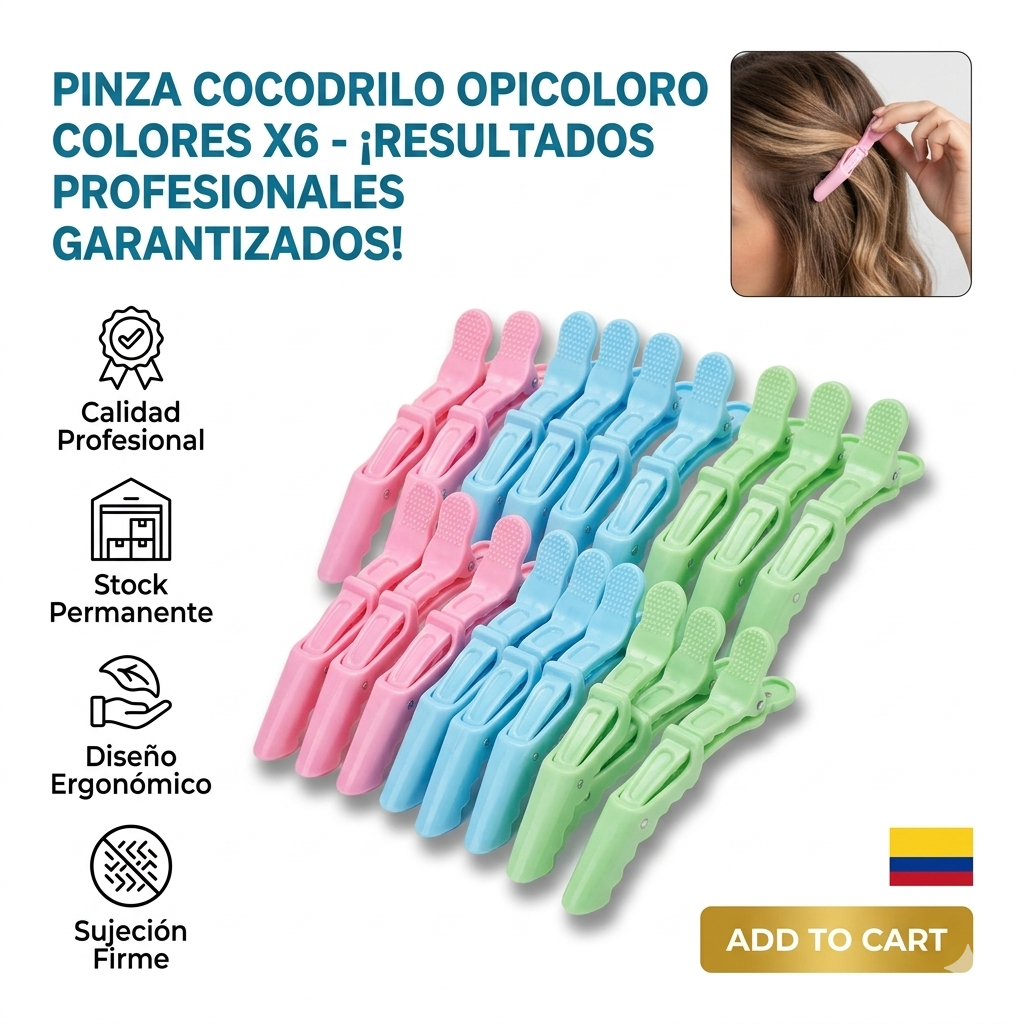 PINZA COCODRILO O PICOLORO COLORES X6 1