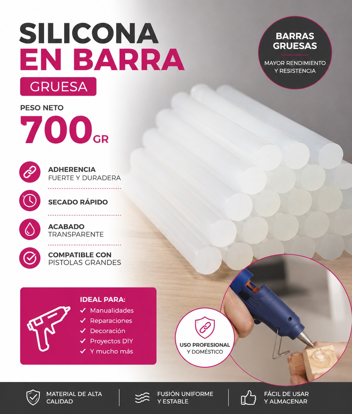 SILICONA GRUESA PAQUETE X24 X700GM  1