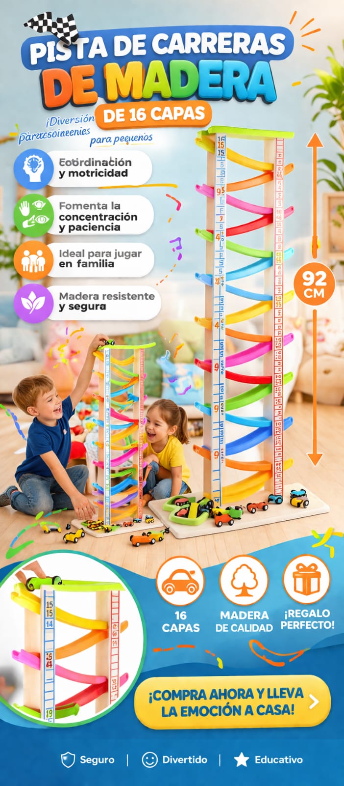 CARRO DE TOBOGANES CON 16 NIVELES 90*27*9cm 1