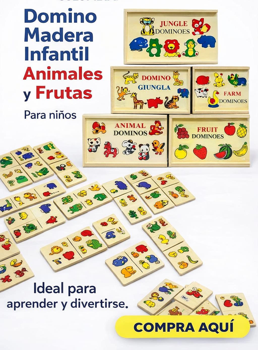 DOMINO DE MADERA FRUTAS, ANIMALES,ANIMALES SALVAJES 1