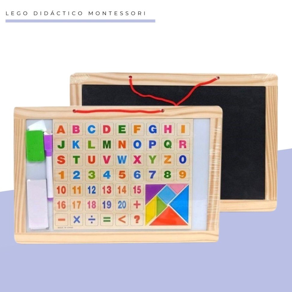 TABLERO MONTESSORI EN MADERA ACRILICO MULTIUSOS PARFA COLGAR A DOS CARAS  1