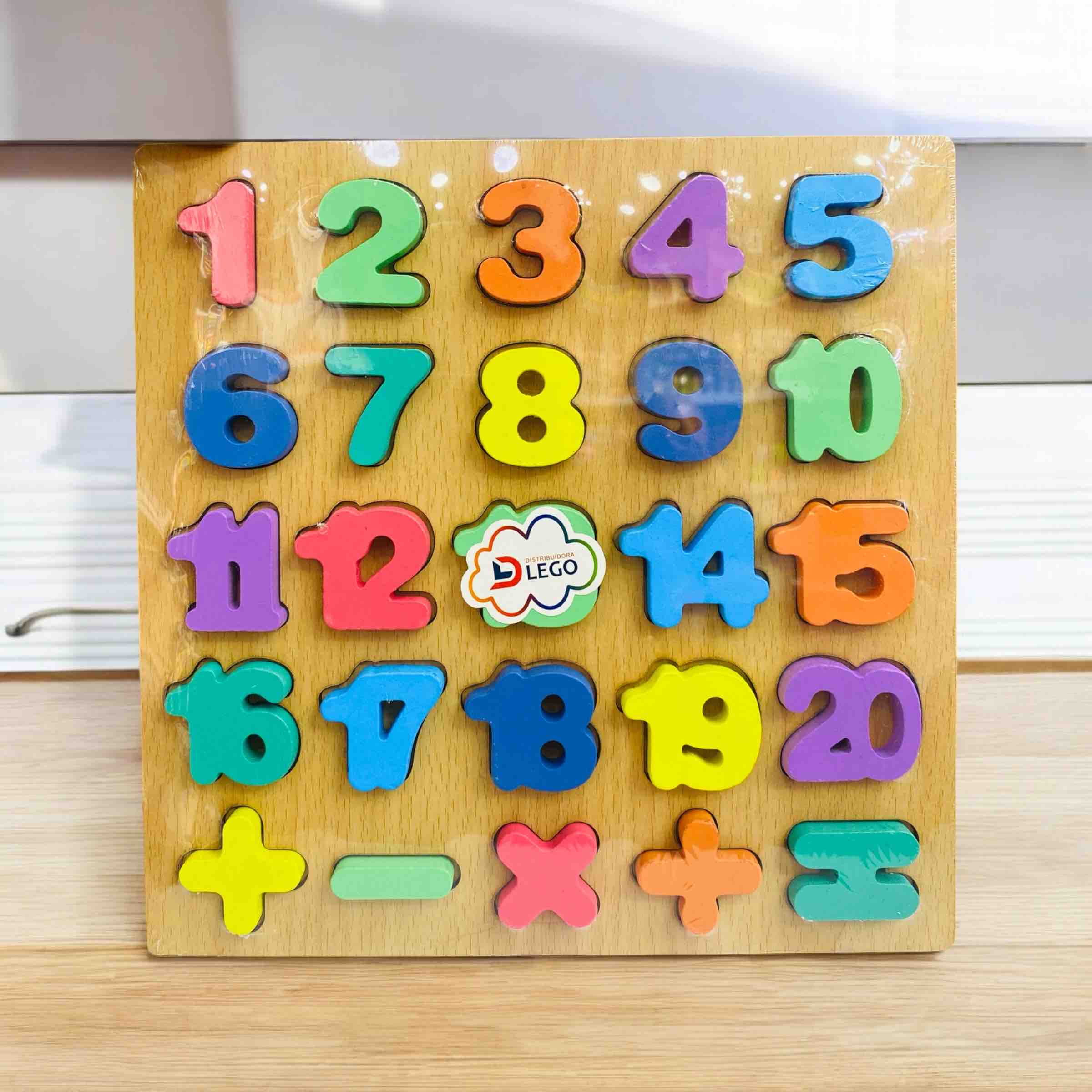 TABLERO EN MADERA NUMEROS DEL 1 AL 20 DE ENCAJE  1