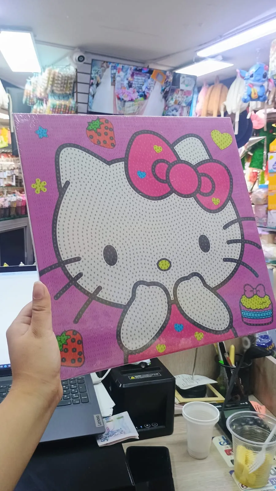 CUADRO DIAMAMTE HELLO KITTY ROSADA