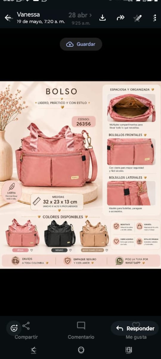 Bolso deportivo para dama 